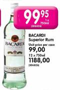 Bacardi Superior Rum-Unit Price Per Case 