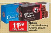 Bakers Choc-Kits/Romany Creams Biscuits-200gm Each