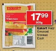 Eskort Red/Smoked Viennas-500gm Each