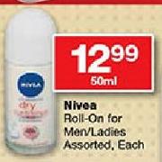 Nivea Roll-on For Men/Ladies-50ml Each