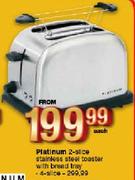Platinum 2-Slice Stainless Steel Toaster With Bread Tray