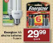 Energizer AA Alkaline Batteries-6 Per Pack