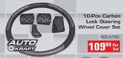 10-Pce Carbon Look Steering Wheel Cover Set