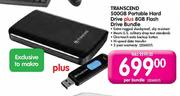 Transcend 500GB Poryable Hard Drive + 8GB Flash Drive Bundle