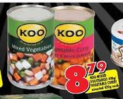 Koo Mixed Vegetables-400g/Vegetable Curry Assorted-420g Each