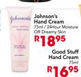Johnson's Hand Cream 75ml/24 Hour Moisture Or Dreamy Skin