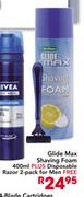 Glide Max Shaving Foam-400ml Plus Disposable Razor 2-Pack For Men Free