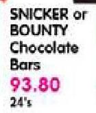 Snicker or Bounty Chocolate Bars - 24's
