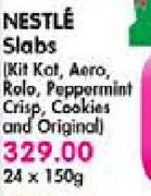 Nestle Slabs(Kit kat, Aero, Peppermint Crisp, Cookies & Original)-24X150gm