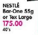 Nestle Bar-One 55gm Or Tex Large-40's