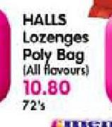 Halls Lozenges Poly Bag-72's