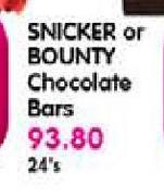 Snicker or Bounty Chocolate Bars-24's