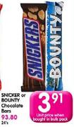 Snicker or Bounty Chocolate Bars Each