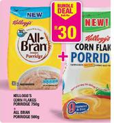 Kellogg's Corn Flakes Porridge- 750g + All Bran Porridge- 500g