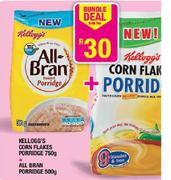 Kellogg's Corn Flakes Porridge-750g+All Bran Porridge-500g