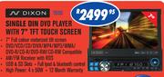 Dixon Single Din DVD Player With 7" TFT Touch Screen-T9705