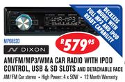 Dixon AM/FM/MP3/WMA Car Radio With Ipod Control,USB & SD Slots And Detachable Face-MP08520