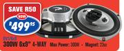 Bass Car Speaker 300W 6x9" 4 Way-BV1/6x9