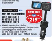 Dixon MP3 FM Transmitter With Bluetooth Function,USB & Micro SD Slots-BT63
