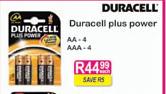 Duracell Plus Power (AA - 4 / AAA - 4)-Each