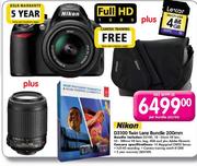 Nikon D3100 Twin Lens Bundle + 18-55mm VR Lens + 55-200mm VR Lens + Bag + 4GB Card + Adobe Elements
