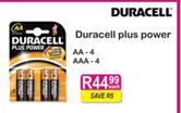 Duracell Plus Power AA-4/AAA-4 Each