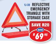  Reflective Emergency Triangle With Storage Case-Each