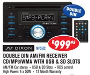 Dixon Double Din AM/FM Receiver CD/MP3/WMA USB & SD Slots