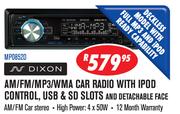 Dixon AM/FM/MP3/WMA Car Radio With Ipod Control, USB & SD Slots And Detachable Face