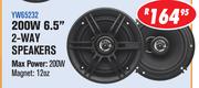 Jebson Car Speakers 200W 6.5" 2-Way Speakers-Each