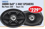 Jebson Car Speakers 300W 6X9" 2-Way Speakers-Each