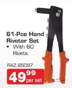 61 Piece Hand Riveter Set With 60 Rivets-Per Set