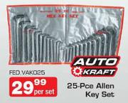 Auto Craft 25 Piece Allen Key Set-Per Set