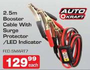 Auto Craft 2.5m Booster Cable With Surge Protector/LEd Indicator-Each