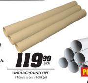 Underground Pipe-110mmx6m Each