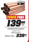 Copper Pipe Class 0-15mmx5m Each