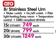 Aro 20Ltr Stainless Steel Urn-Each