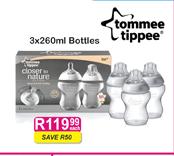 Tommee Tippee Bottles-3 x 260ml 