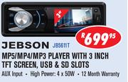 Jebson MP5/MP4/MP3 Player With 3" TFT Screen,USB & SD Slots(JB5611T)