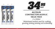 Alcolin Contractors Acrylic Value Pack-3x260ml Each