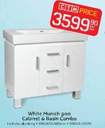 White Munich 900 Cabinet & Basin Combo