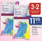 Clicks Kids Dental Flossers 16 Picks-Per Pack
