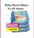 Baby Boom Wipes-6 x 80's Each