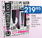 Coty Exclamation Cologne 30ml & Body Spray 90ml-Per Set
