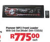 Pioneer MP3 Front Loader With USB Slot DEH-1550UB)-Each