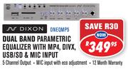 Dixon Dual Band Parametric Equalizer With Mp4, Divx, USB/SD & Mic Input DNEQMP5