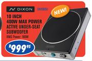 Dixon 10 Inch 400W Max Power Active Under-Seat Subwooder RMS Power 189W DN1005U