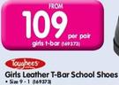Toughees Girls Leather T-Bar School Shoes-Per Pair