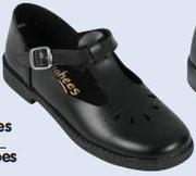Toughees Girls Leather T-Bar School Shoes-Per Pair