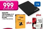 Seagate 1TB Black Portable 2.5" Slim Hard Drive Bundle